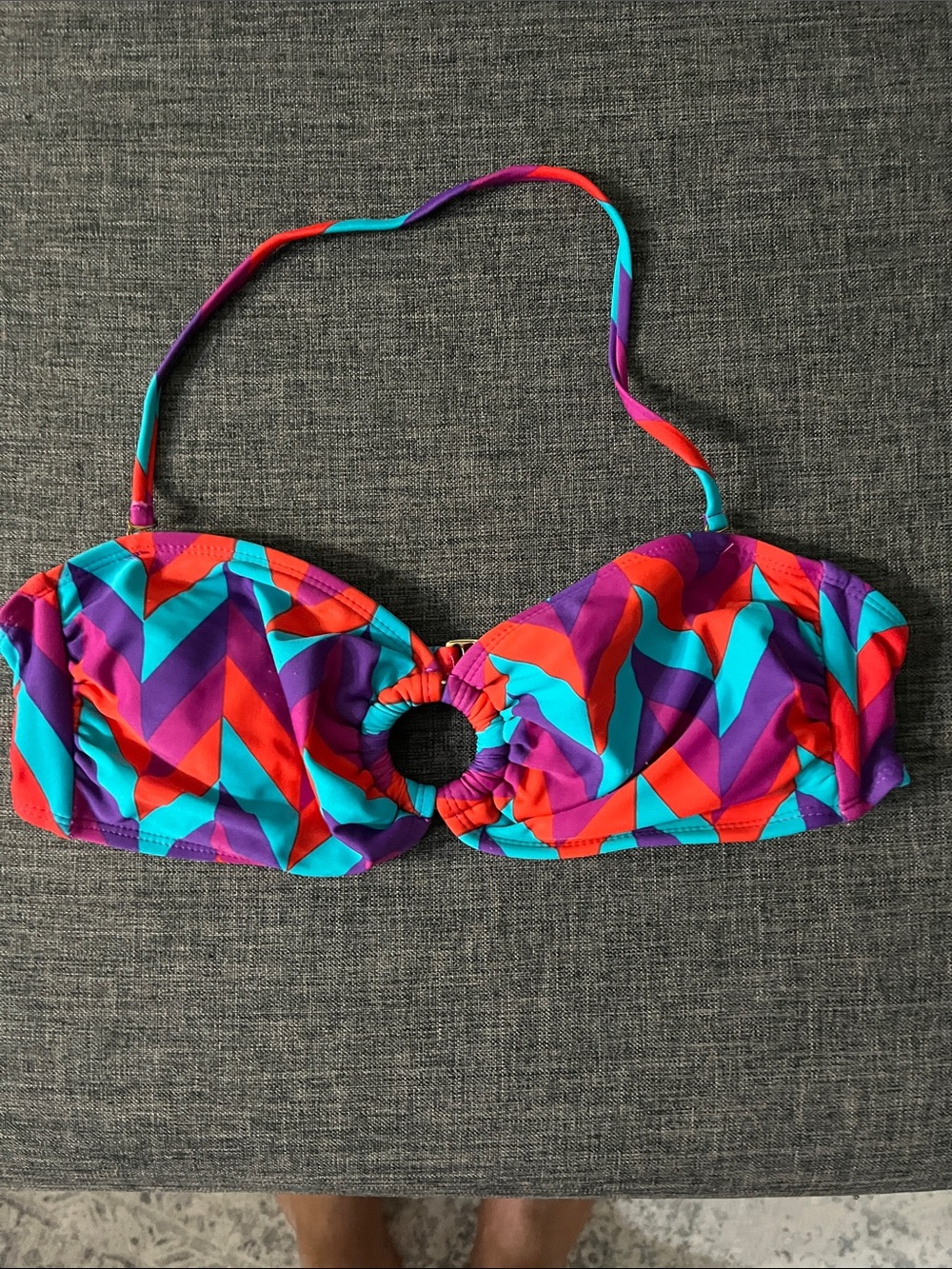 Women's Chevron Bandeau Swim Top in Purple/Teal/Red